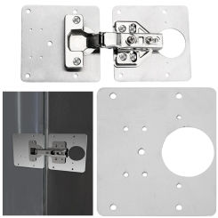 Stainless Steel Hinge Fixing Plate with Mounting Screw Fix The Hinge Side Plate Repair Piece for Cupboard Cabinet Wardrobe Door