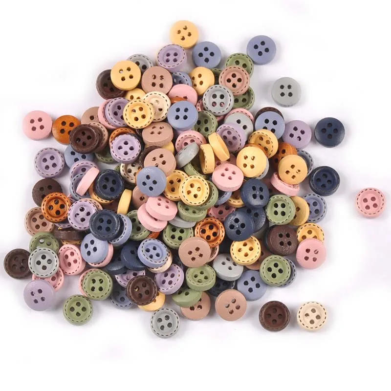 Description Picture 5 of item100pcs 10mm Mixed Wooden Decorative Buttons For Sewing Clothing Scrapbooking Crafts Home Decor