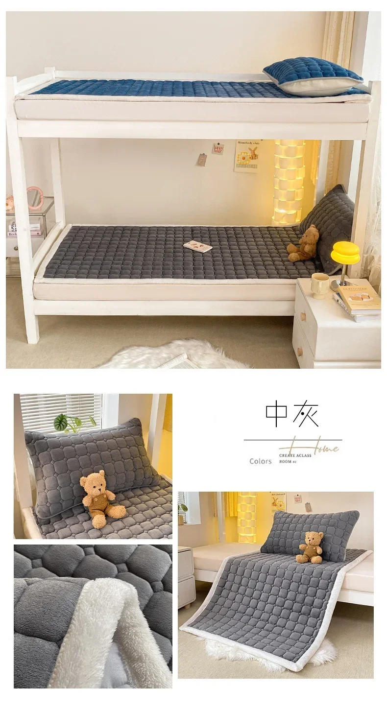 Description Picture 2 of itemMilk Velvet Bedspread King Size Bed Cover Quilted Mattress Pad Washable Mattress Protector Bed Linen Queen Bedsheet