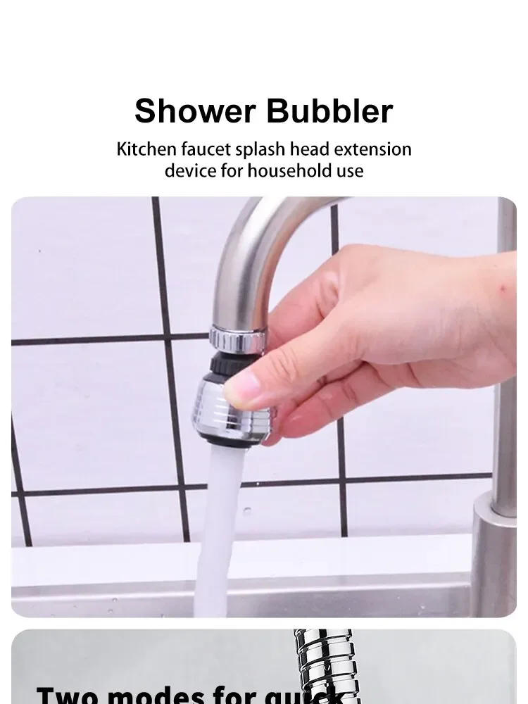 Description Picture 2 of item360 Degree Faucet Anti Splash Head Kitchen Water Saver Universal Rotating Bubbler Filter Nozzle Booster Nozzle Kitchen Tools