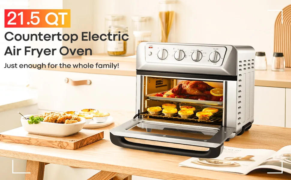 Description Picture 5 of itemAir Fryer Toaster Oven, 7-in-1 Convection Countertop Oven w/Auto-Shut-Off, Timer, Accessories, Cookbook, 1800W, 21.5 QT