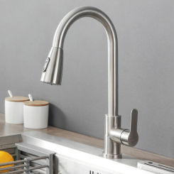 1pcs Kitchen Faucet Pull-out Mixing Faucet 304 Stainless Steel Kitchen Hot Cold Vegetable Sink Retractable Rotatable Faucet