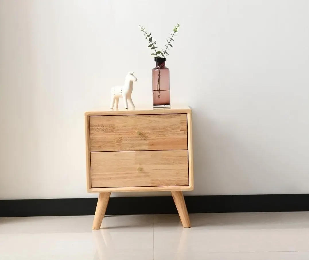 Description Picture 6 of itemPure solid wood bedside table simple modern oak Nordic walnut log color bedroom cabinet equipped with mini locker