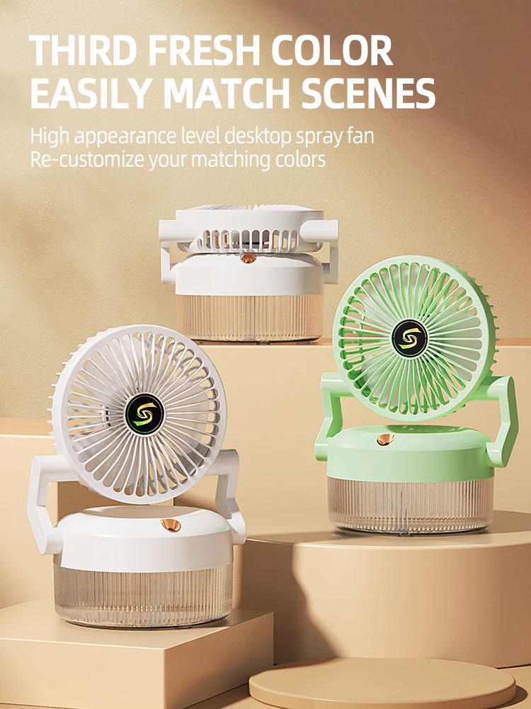 Description Picture 6 of item2024 New 800ML Rechargeable Air Conditioner Desktop Cooling Fan With Humidifier Air Cooler Portable Fan With Blue Light 3 Gears