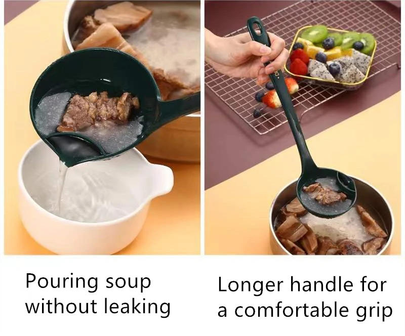 Description Picture 5 of itemLong-handled Plastic Soup Fat Oil Separator Spoon Cooking Ladles Skimmer Strainer Serving Colander Kitchen Accessories