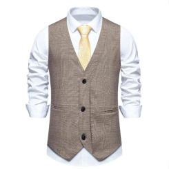 Retro Suit Vest for Men's Formal Plaid V-neck Business Men's Casual Fashion Versatile Vest Jacket
