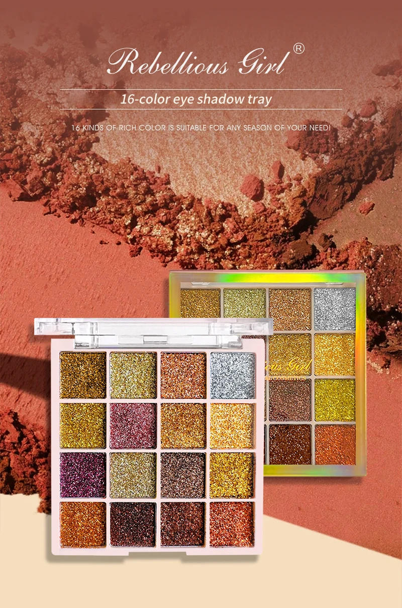 Description Picture 5 of item16 Colors Glitter Sequin eyeshadow Palette Diamond Shimmer Body Face Art Makeup Waterproof Skin Sequins Gloss Eyeshadow Palette