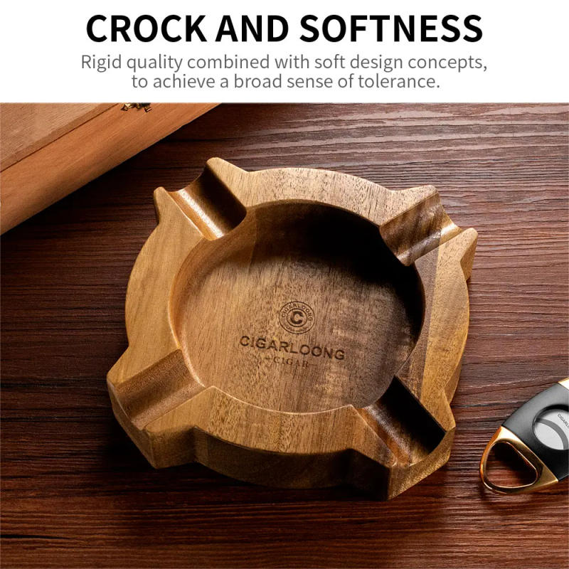 Description Picture 2 of itemNew Solid Wood Cigar Ashtray Multiple Grooves Home Portable Cigarette Extinguisher Cigar Holder Decorations CLG-23HX1