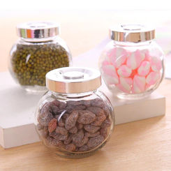 Alloy Lid Sealed Jar Transparent Glass Bottle Storage Creative Jar Miscellaneous Grains Candy Storage Box Kitchen Seasoning Tank
