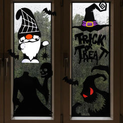 Halloween House Decorations,DIY Door Stickers,Devil Witch Hat Felt Window Stickers, Halloween Party Door Stickers