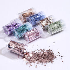 8 Bottles Hot Sales High-Capacity Metallic Colour Nail Glitter Set Nail Accessories Nail Art Decoration