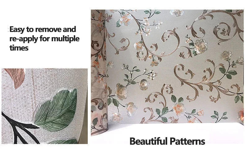 Description Picture 3 of item2/4m Flower Window Film Vinyl Opaque Glass Film Privacy Protection Glass 3D Stickers Stained Window Glass Films Home Decoration