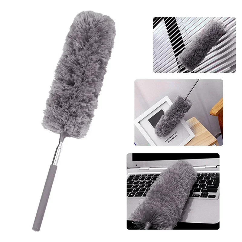 Description Picture 3 of itemElectrostatic Dust Duster Telescopic Flexible Stainless Steel Household Feather Duster Cleaning Tool Microfiber Dust Brush