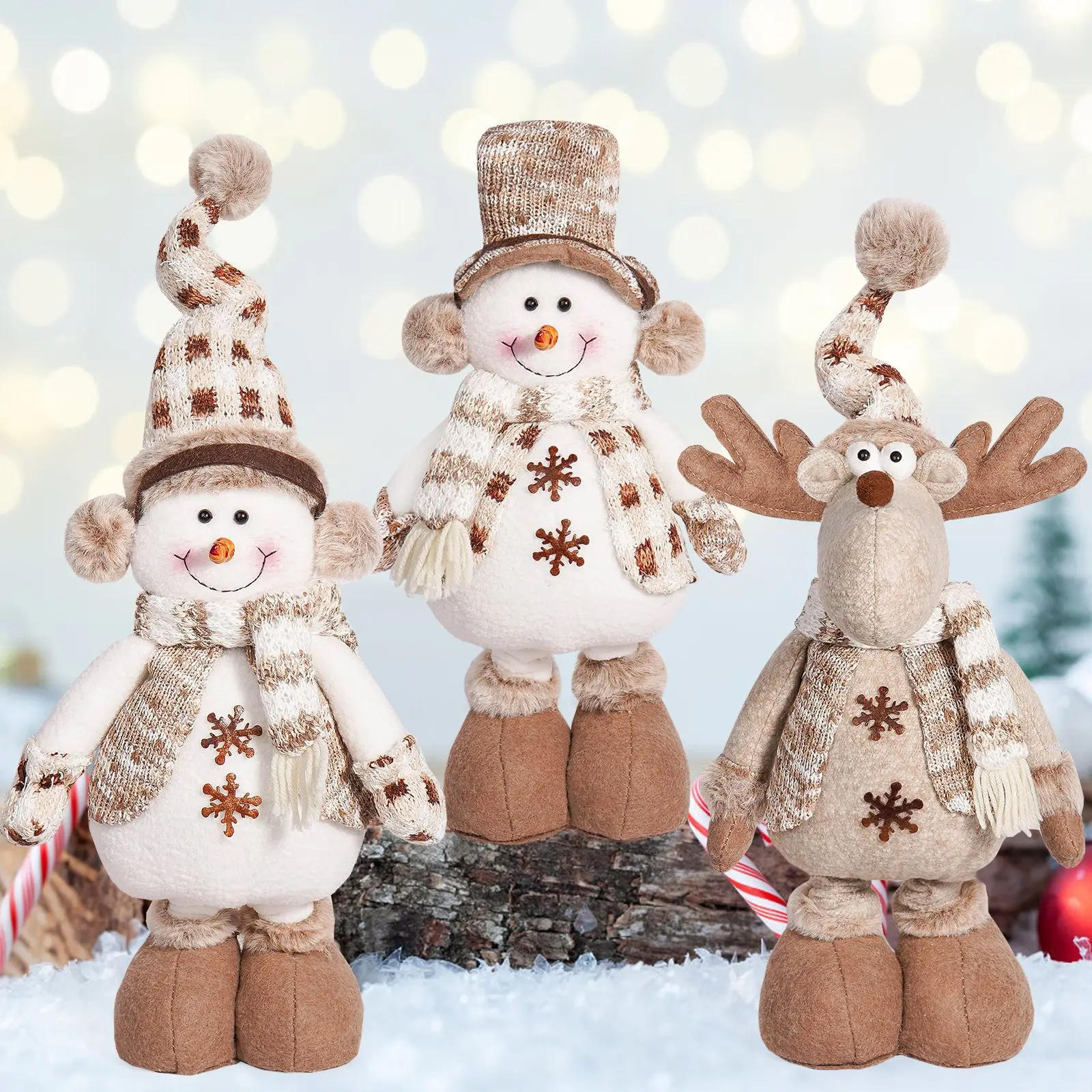 Description Picture 4 of item1 PCS Plush Toys Telescopic Long Legged Elk Snowman Christmas Room Props Decoration Plushies Doll Gifts for Kid