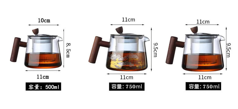 Description Picture 2 of itemTransparent Glass Teapot High Temperature Resistance Teapot Teacup Kettle Home Tea Set Tea Infuser Tea Making Tools Tea Utensils