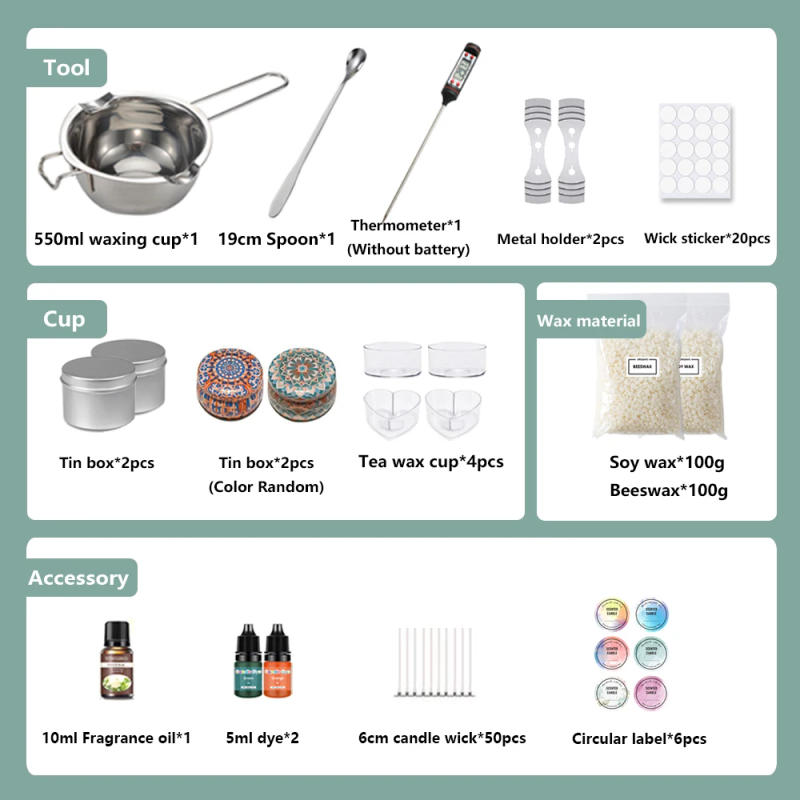 Description Picture 3 of itemDIY Candle Kit Soy Wax Candle Making Supplies Handmade Aromatherapy Crafts Candle Making Tool Stainless Steel Wax Melting Pot