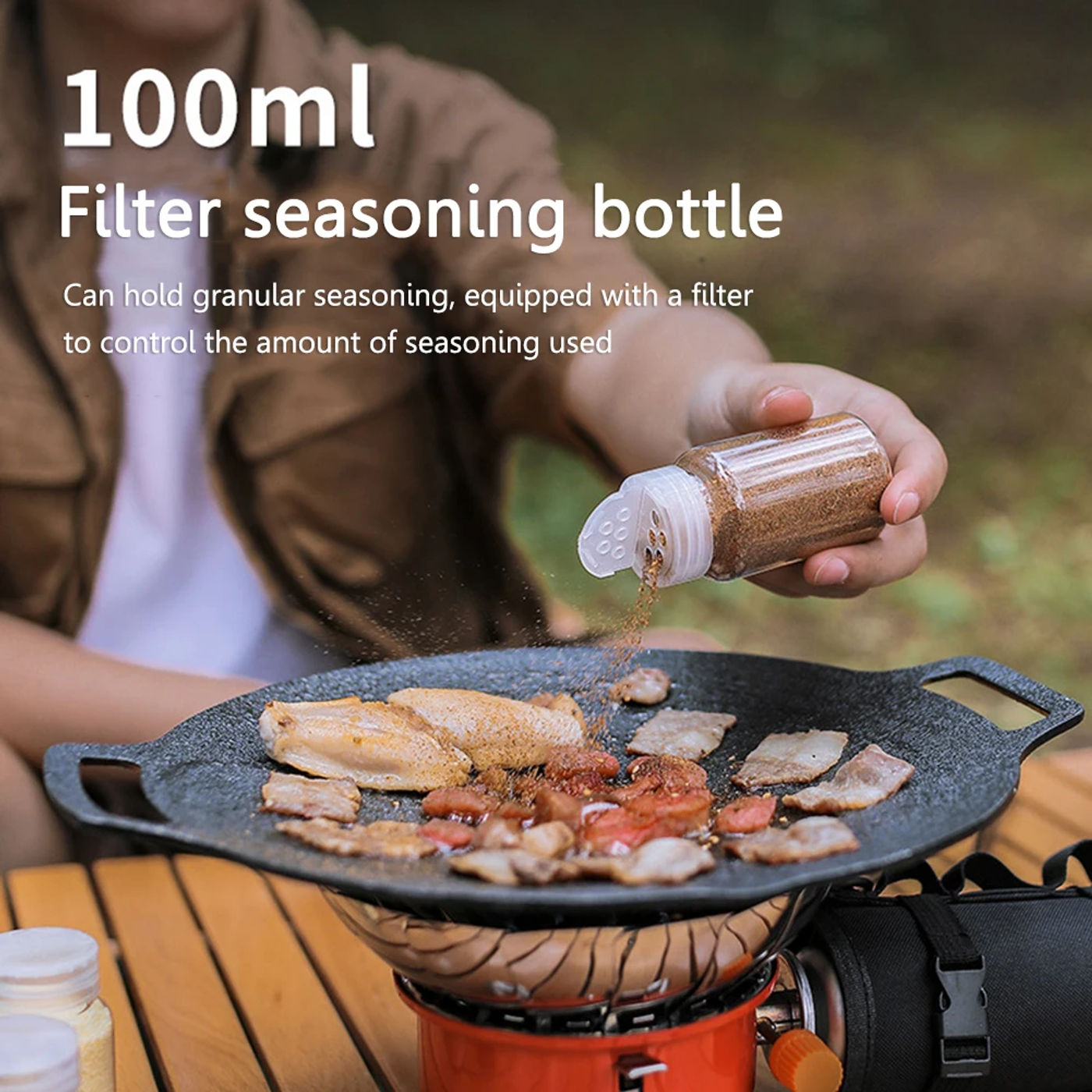 Description Picture 6 of item9Pcs/Set Camping Seasoning Bottle Set Storage Bag Portable Pepper Spice Storage Jars Set Picnic Pouch BBQ Camping Supplies