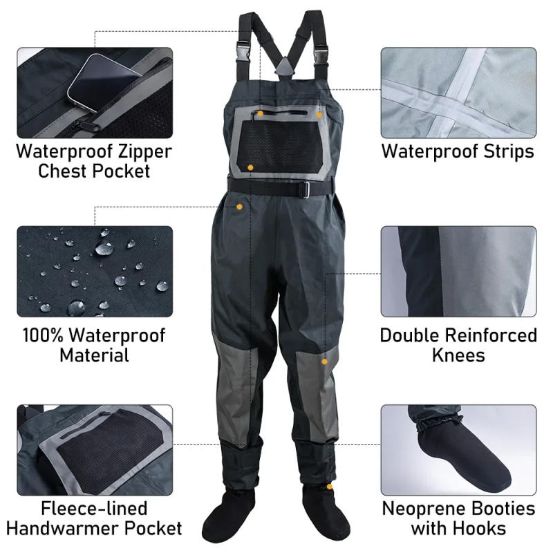 Description Picture 5 of itemGoture Thickened 100% Waterproof fishing clothes S M L XL XXL Fly Fishing Waders Chest Overalls Waders Breathable Boot