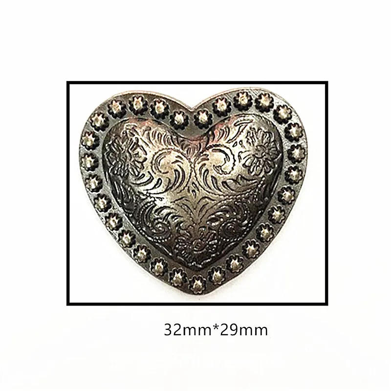 Description Picture 5 of itemWestern Headstall Horse Tack Love Heart Antique Silver Floral Berry Saddle Leathercraft Conchos Screw Back