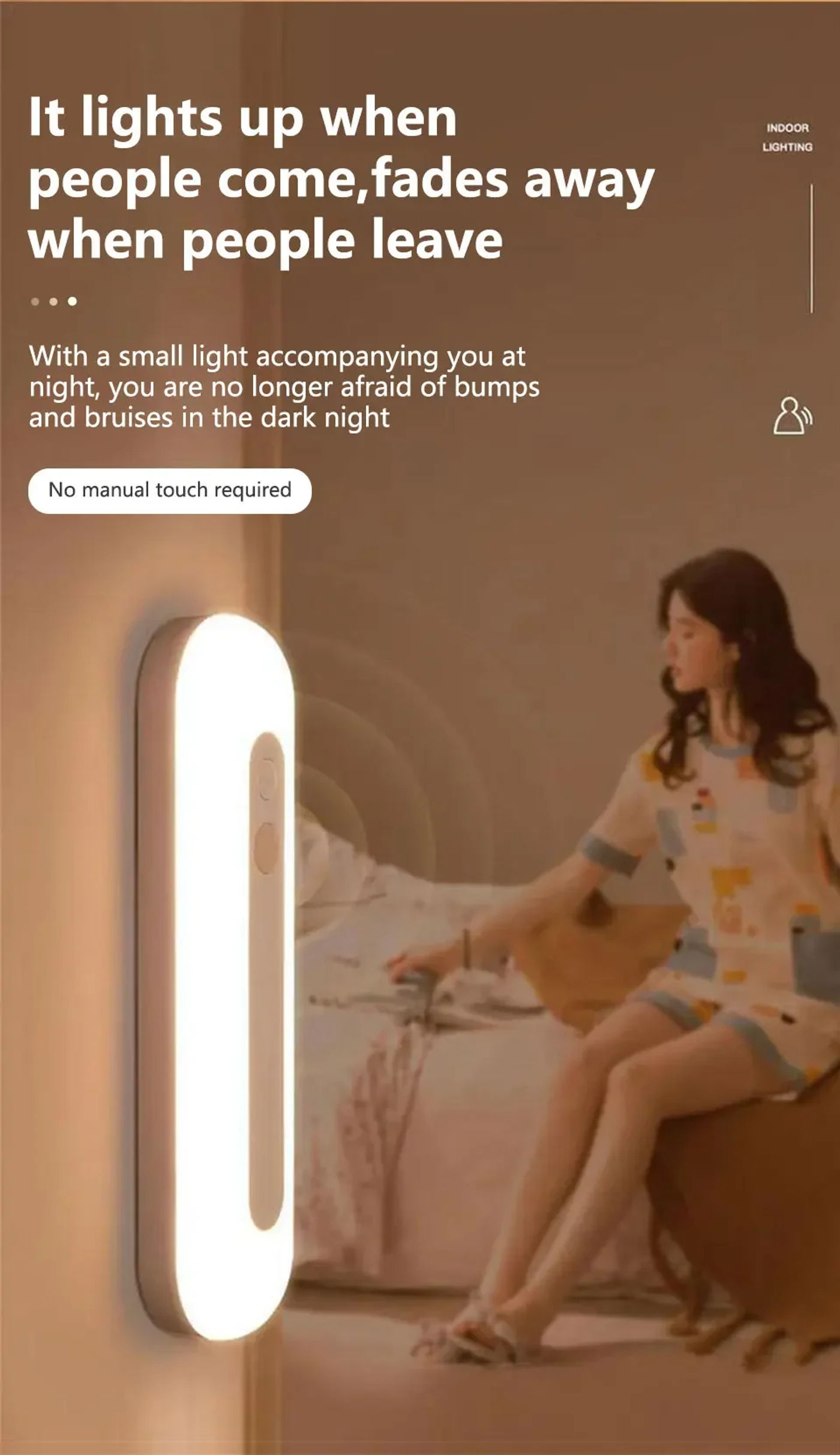 Description Picture 4 of itemLed night light Rechargeable Human Body Induction Light Wireless USB Under Cabinet Light For Bedroom Wardrobe Indoor Lighting