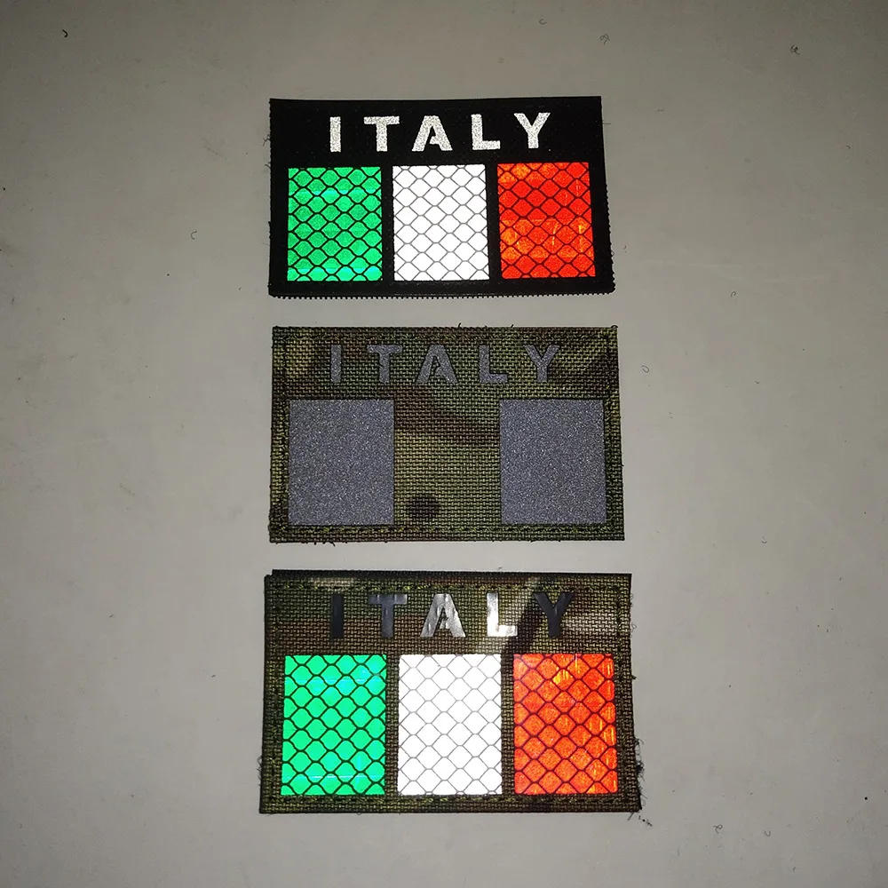 Description Picture 3 of itemItalian Patch Embroidered Flag Italia Reflective Armband Badge Garment Patch Embroidery Hook Loop Military Italy G.I.S