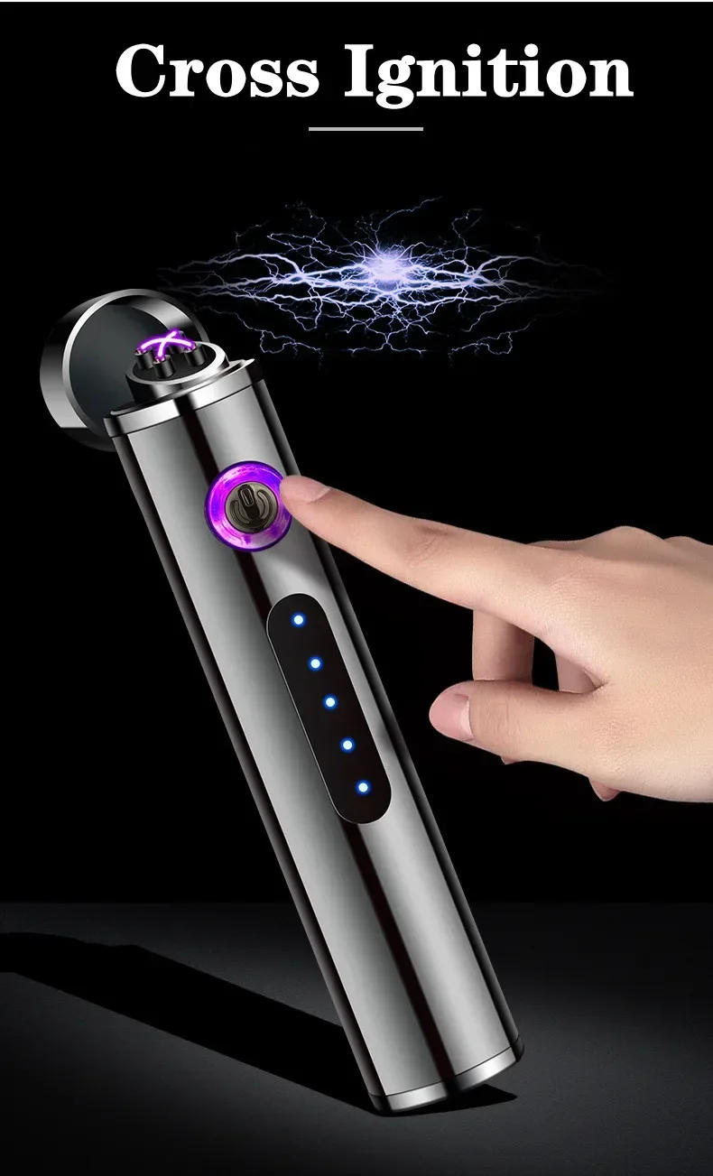 Description Picture 4 of itemHot Portable Mini Dual Arc USB Charging Lighter Touch Sensing Outdoor Windproof Plasma Pulse Flameless Cigarette Lighter Tool