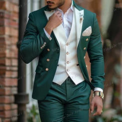 New Prom Perform Business Party Men Suit Groom Groomsman Wedding Casual Formal Occasion Tuxedos 3 Piece Set Jacket Vest Pants