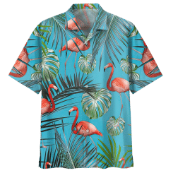 Cartoon Flamingo Vögel Muster Hawaii Hemden Männer 3d gedruckt Tier Kurzarm Streetwear Knopf Bluse übergroße Revers Shirt