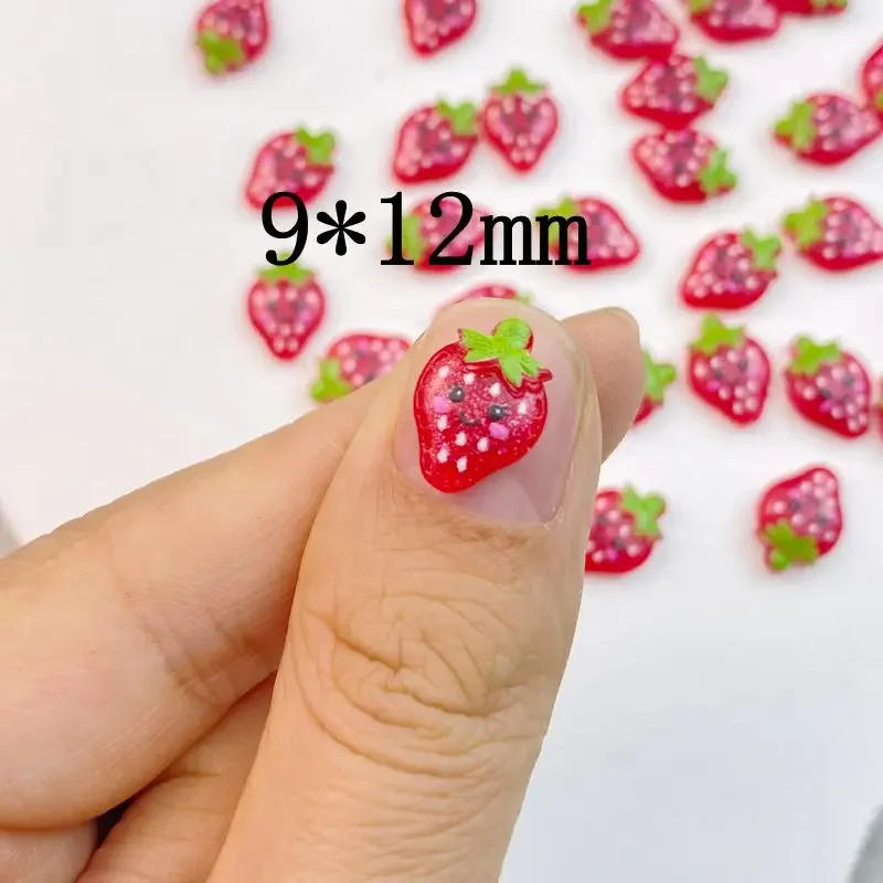 Description Picture 2 of item50Pcs Cute Mini Cartoon Red Strawberry Nail Art Resin Designer Charms Rhinestones DIY Craft For Nail 3D Decorations Jewelry