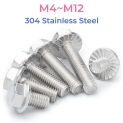 304 Stainless Steel Hex Hexagon Flange Cap Head Bolts M4~M12 Hexagon Head With Serrated Flange Cap Screws Serrated Washer