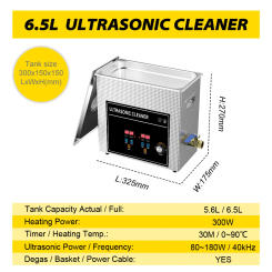 6.5L Ultrasonic Cleaner 40khz 180W Power Adjust Digital Control Portable Washing Machine Ultrasound Machine Home Appliance