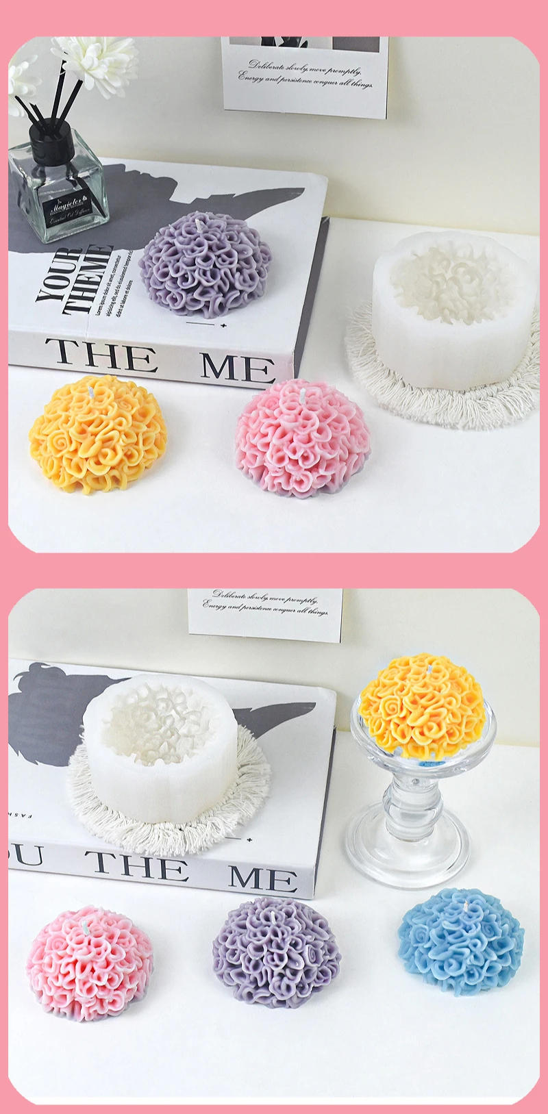 Description Picture 5 of itemChrysanthemum Silicone Mold DIY Gypsum Aromatherapy Candle Mold for Day of The Dead Marigold Ornament Home Decoration