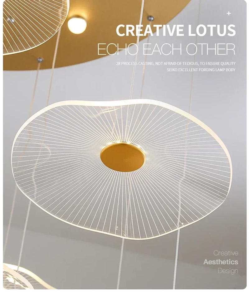 Description Picture 3 of itemNordic Lotus Leaf Style Modern Temperament Living Room Kitchen Hotel Lobby Villa Staircase LongChandelier Lighting Fixtures Lamp