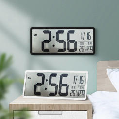 Creative LCD Digital Wall Clock for Living Room Large 34cm Screen with Temp/Humidity Display, Alarm & Adjustable Design Clocks