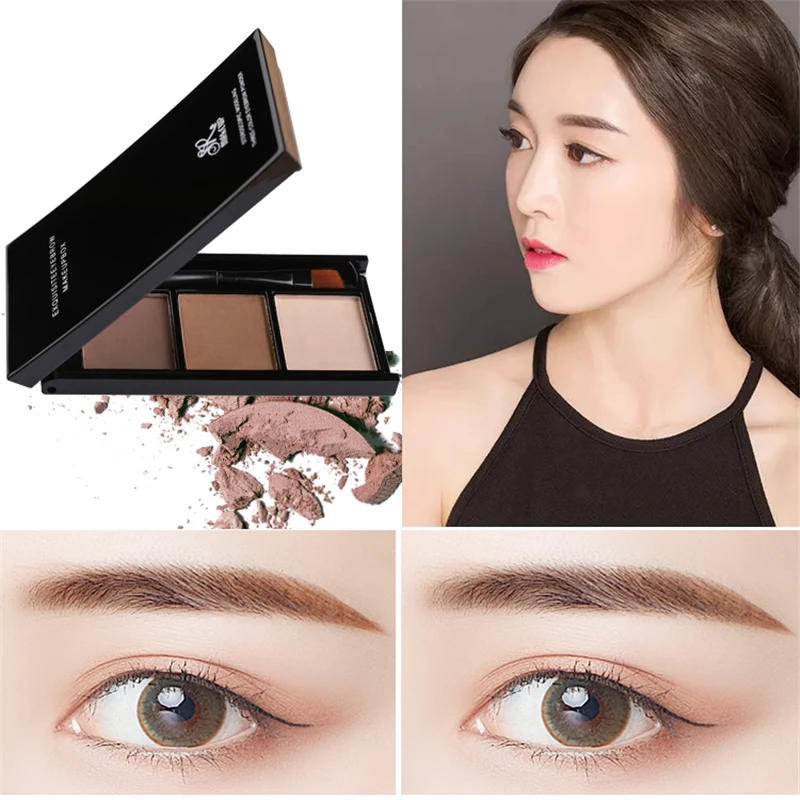 Description Picture 3 of itemLasting Eyebrow Powder Waterproof Brow Powder Tint Enhancers Pigment Natrual Eyebrow Shadow Palette with Brush Makeup Cosmetic