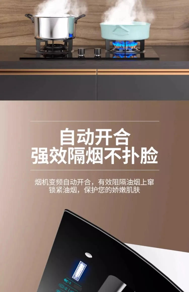 Description Picture 6 of item220V  Haotaitai Dual Motor Range Hood Kitchen High Power Auto Cleaning Side Suction Extractor