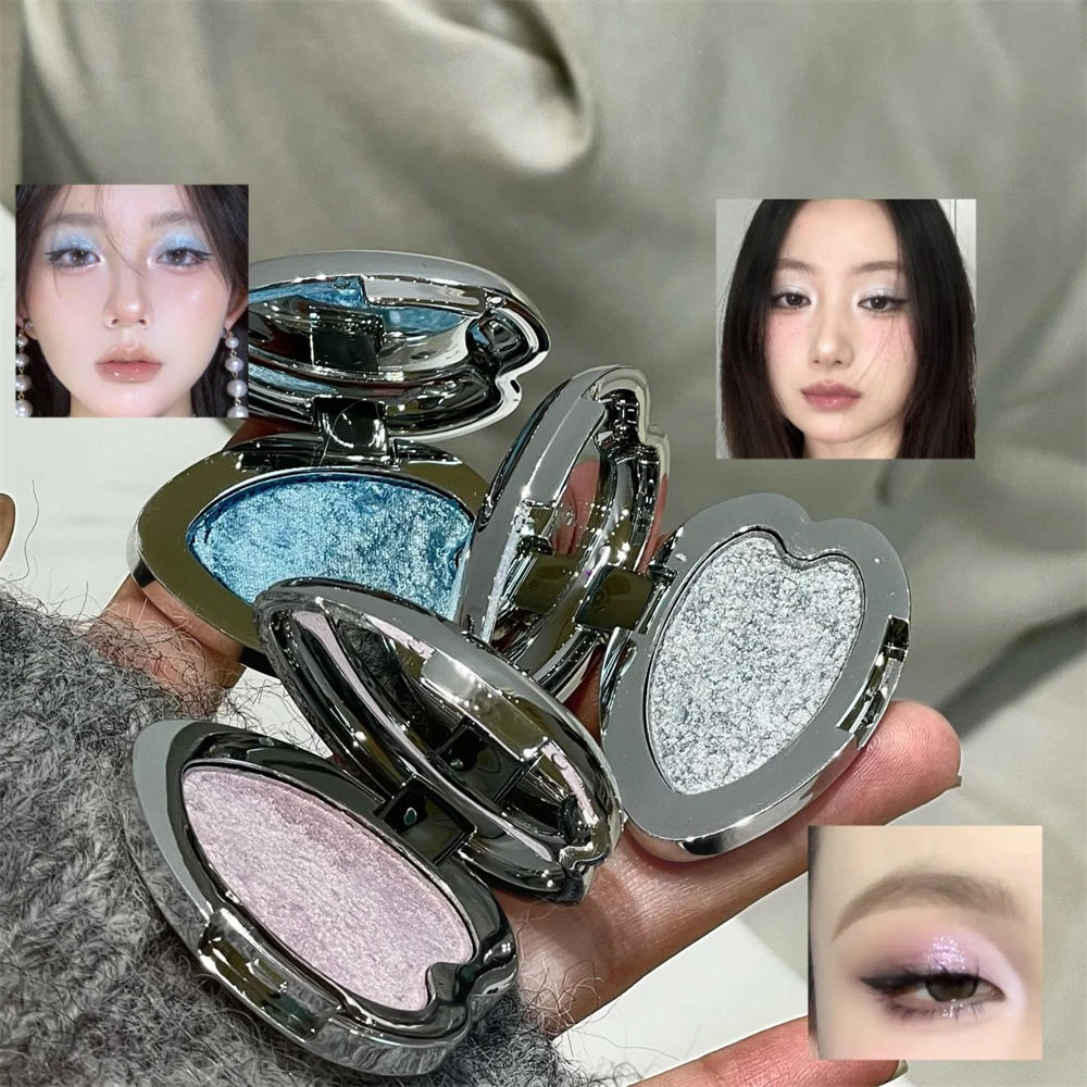 Description Picture 6 of itemSmoked Punk Green Pearl Eyeshadow Diamond Metallic Brighten Mashed Potato Glitter Highlighter Plate Makeup Sparkling Chameleon
