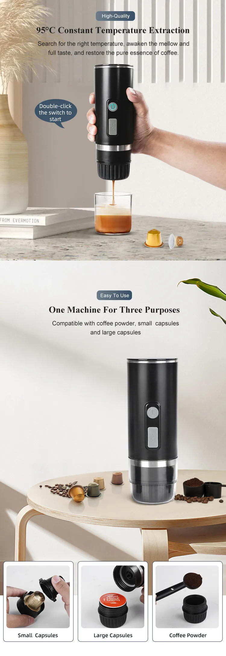 Description Picture 3 of itemPortable Full-Automatic Espresso Coffee Machine Mini For Large And Small Capsules