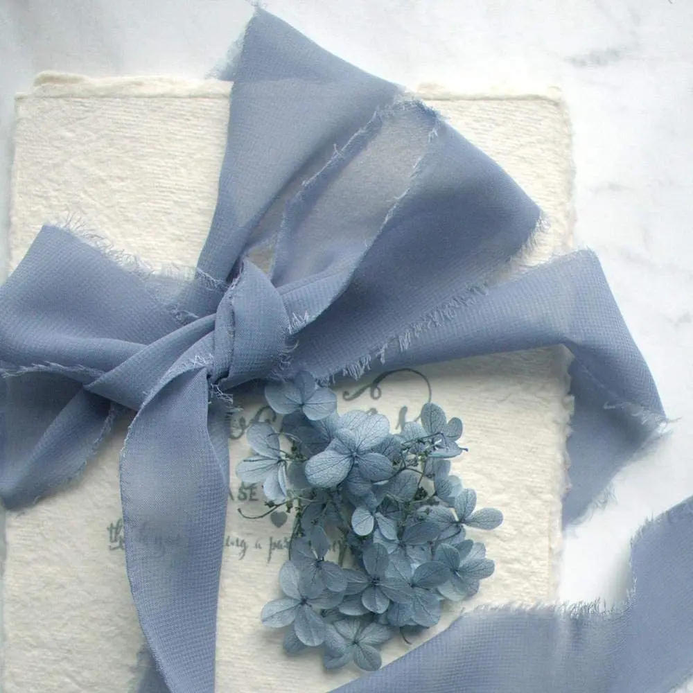 Description Picture 6 of item4CM*5M Handmade Frayed Edged Satin Chiffon Silk Ribbon For Wedding Invitation Wrapping Bouquets Birthday Party Decor Gifts 1