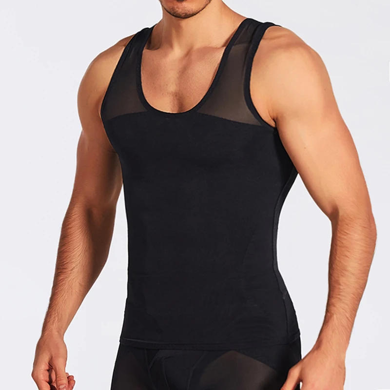Description Picture 6 of itemMen's Compression Tummy Control Body Shaper Tank Top Vest Undershirt Tops Shaping Sweatshirt Hide Gynecomastia Chest Shapers
