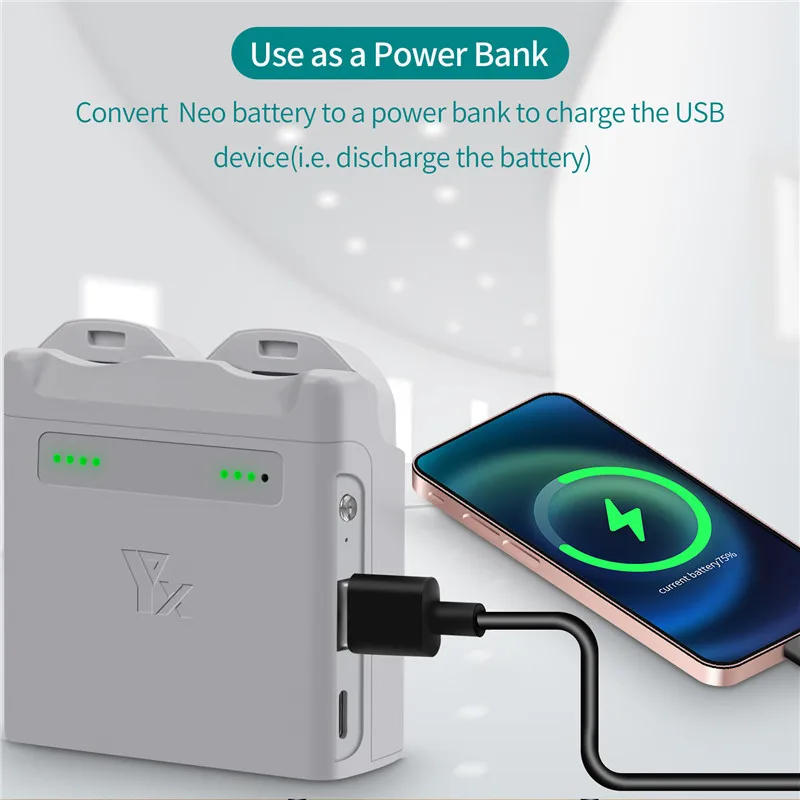 Description Picture 6 of itemFor DJI NEO Two-way Charging Hub Drone Battery Charger Butler Power Bank Charging 2 Batteries for DJI NEO Drone Accessories