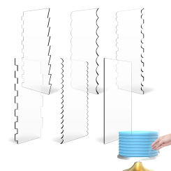 2pcs Acrylic Cake Scraper Set Decorating Contour Stripe Cake Comb Saw Tooth Smoother Buttercream Frosting Scraper cake tools