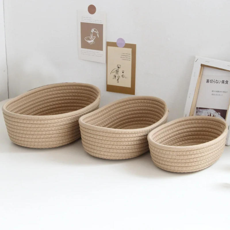 Description Picture 3 of itemHand Woven Storage Basket Storage Box Desktop Sundries Storage Basket Cosmetics Snack Porch Cotton Thread Storage Basket Gift