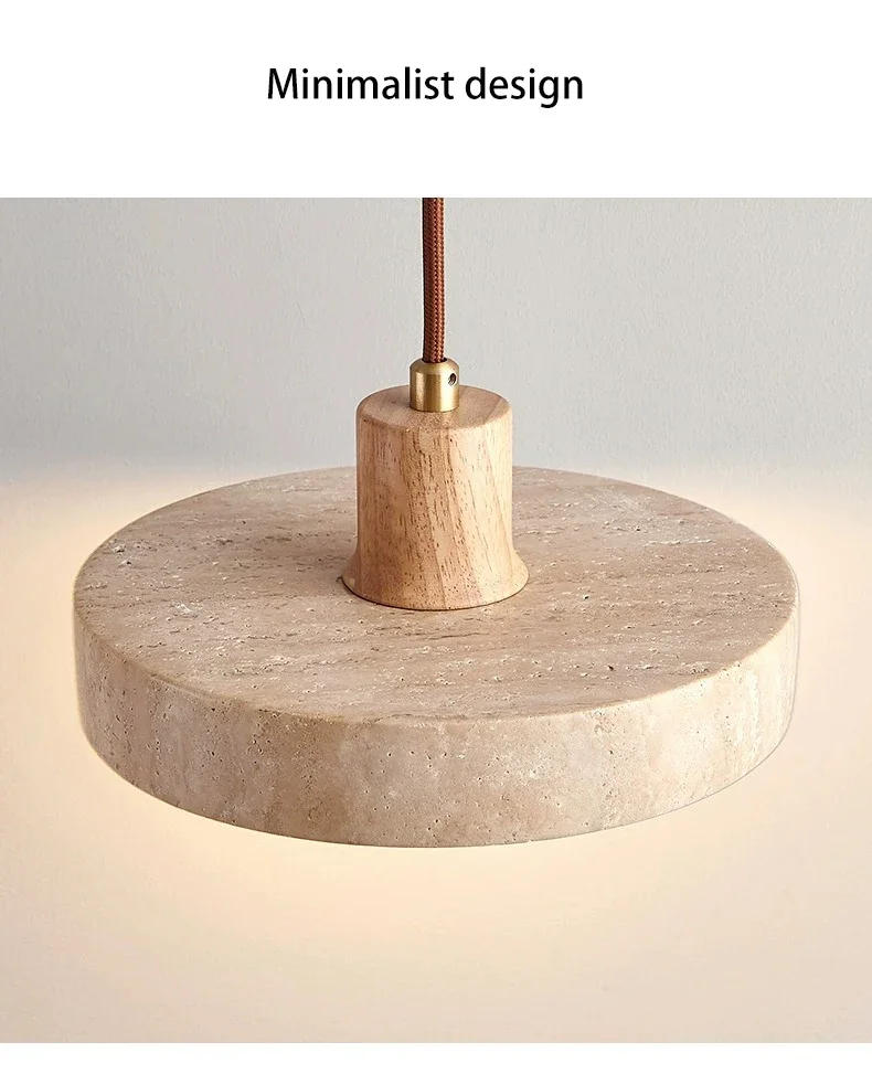 Description Picture 4 of itemLed Pendant Light Simple Bedroom Bedside Small Chandelier Stone Wood Walnut Droplight Cream Style Table Slim Warm Lamp E27 Bulb