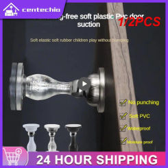 1/2PCS Toilet Door Stopper Frosting Pvc Soft Glue Door Suction Household Mute Door Rear Stopper Bathroom Accessories