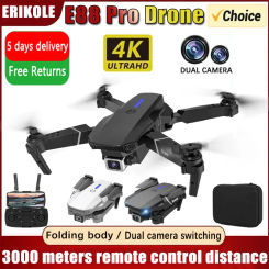 E88Pro RC Drone 4K Professinal With 1080P Wide Angle Dual HD Camera Foldable RC Helicopter WIFI FPV Height Hold Apron Sell Gift