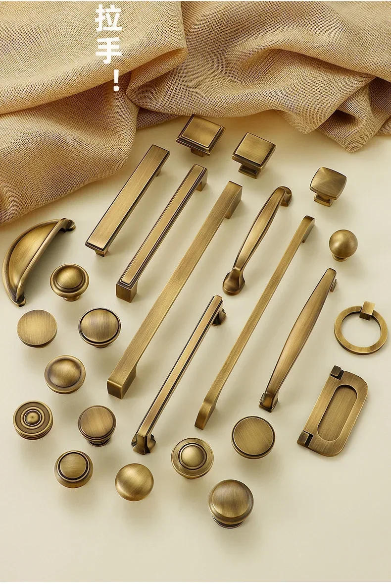 Description Picture 3 of itemNordic Vintage Brass Furniture Handles Bronze Cabinet Knobs and Handles Kitchen Hardware Cabinet Pulls Home Accessories
