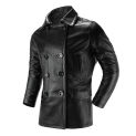 Top Layer Cowhide Genuine Leather Jacket Men's Double Breasted Trench Coat Medium Length Lapel Large Size Genuine Leather Jacket