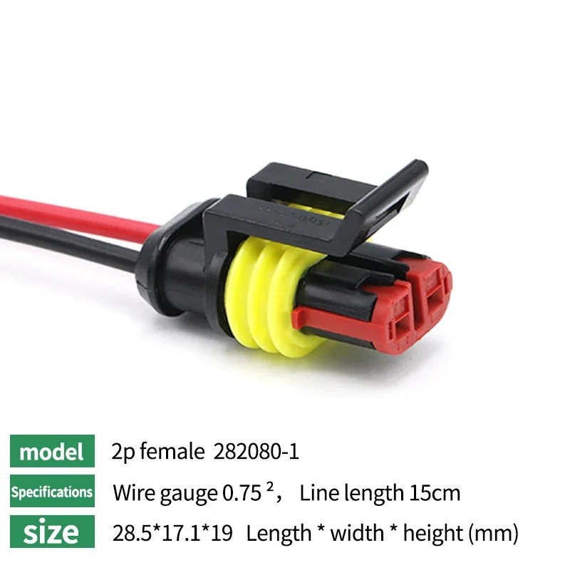 Description Picture 6 of item5/20/100 sets AMP 1P 2P 3P 4P 5P 6P Waterproof Auto Connector Male Female Plug with 15CM 18AWG Wire Cable HID harness for Car