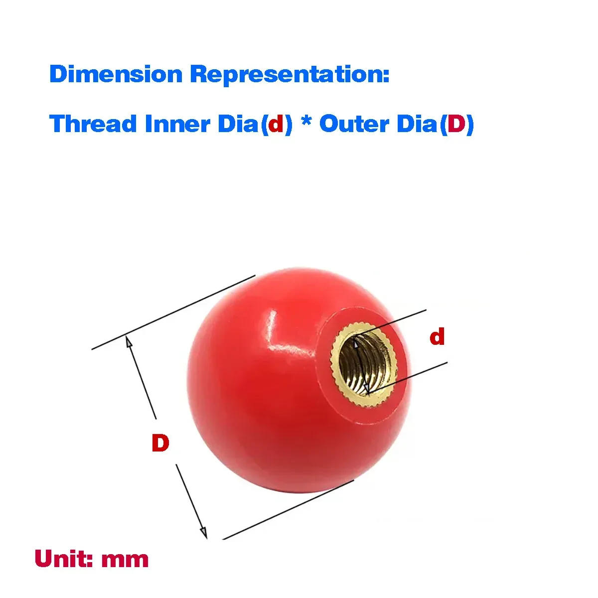 Description Picture 2 of itemHandle Ball/Bakelite Ball Head Control Joystick Handle/Red Black Nut M5-M16